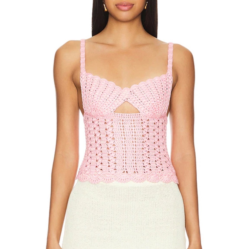 MAJORELLE Pink Crochet Tank Top